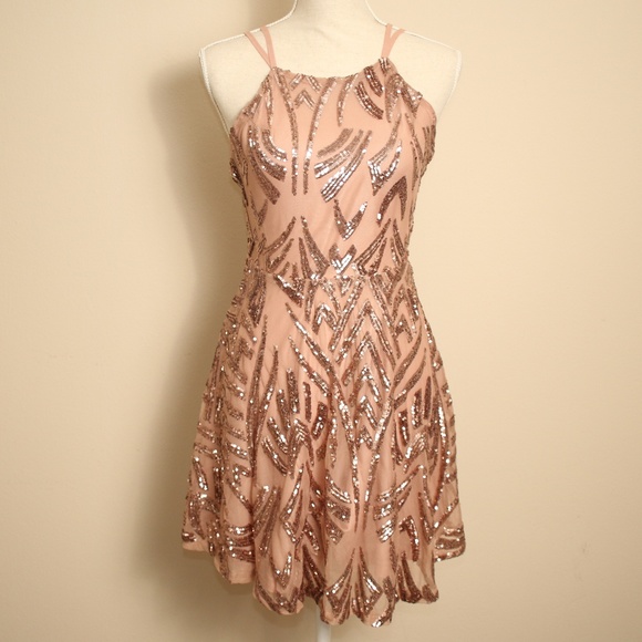 Windsor Dresses & Skirts - Windsor Rose Gold Sequin Open Back Dress